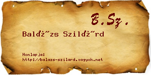 Balázs Szilárd névjegykártya